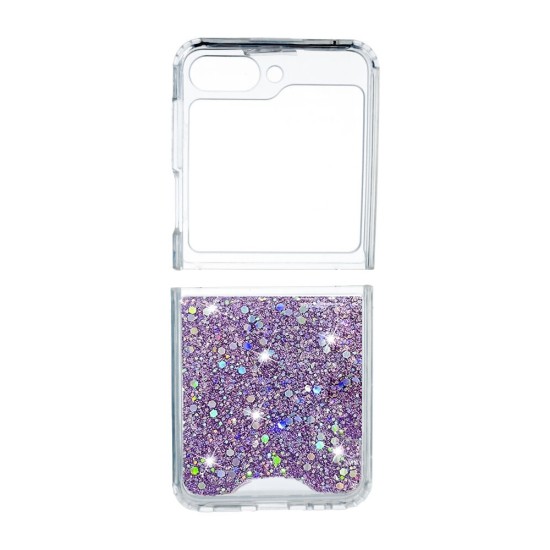 Capa de Silicone Rígido com Glitter para Samsung Galaxy Z Flip 5 Roxo